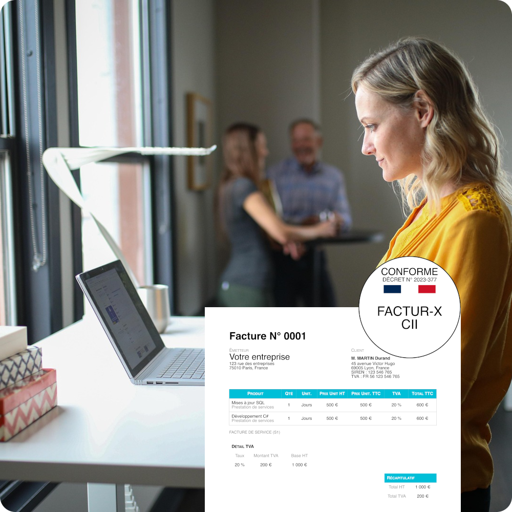 Interface de conversion d’une facture PDF en e-facture conforme au format Factur-X par glisser-déposer